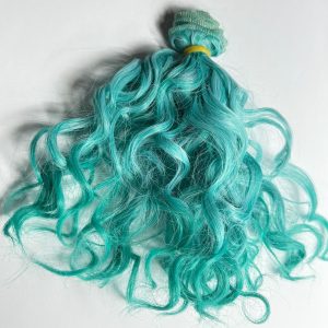 Pelo Rizado Bicolor Turquesa 15 cm