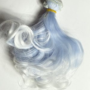 Pelo Semi rizado Bicolor Azul-Blanco 15 cm