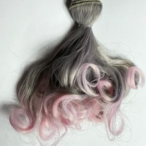 Pelo Semi rizado Bicolor Gris-Rosa 15 cm